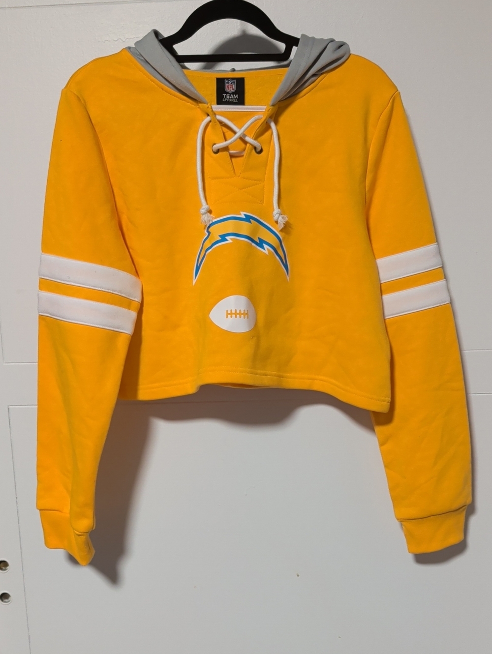 NFL Chargers Cropped Lace-Up Hoodie